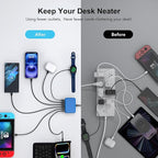 USB C Fast Charger, 100W GaN 6 Port Type C Charging Station Hub Block Cube, USB C Wall Charger Power Strip Adapter Plug for iPad iPhone 16 15 14 13 12 Pro Max Pixel Note Galaxy, 5ft Cord