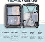 Large Packing Cube Set with See Through Mesh- Compression Packing Cubes Travel Organizers by TRIPPED Travel Gear (Dusty Teal)