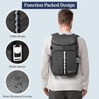 SUN CUBE Cooler Backpack 33 Can, Leakproof Insulated Backpack Cooler for Men Women, Camping Cooler Backpack for Beach Travel Hiking, Waterproof Lunch Backpack, Grey