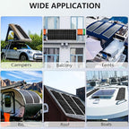 Flexible Solar Panel 100W 12V Monocrystalline Solar Cell Fiberglass Lightweight Bendable Charge for RV Trailer Boat Cabin Van Car Uneven Surfaces (White)