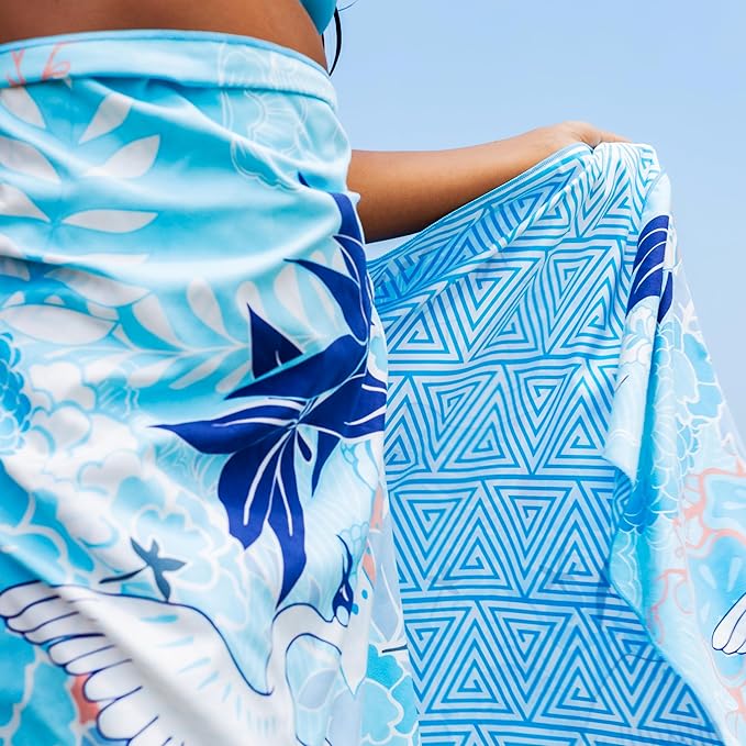 Quick Dry Towel Extra Large 78x35 Inch - Microfiber Beach Towel - Perfect for Beach, Travel, Swimming, Pool, Yoga, Hiking, Camping - Lightweight, Fast Drying, Compact for Adults (Kimono Blue)