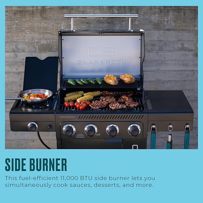 Charbroil Performance Series 4-Burner Gas Grill Cabinet with Side Burner, Black - 463253925