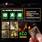 Fire Starter • 55 pcs Natural Fire Starters up to 12 Min Burn Time Firestarters for Indoor Fireplace, Campfires & Camping, Wood Stove, Grill