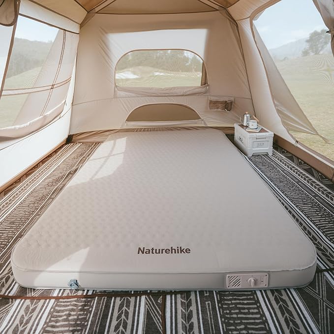 Naturehike 4.72’’ Thick Self-Inflating Sleeping Pad with Lighter Foam and Electric Pump, 45s Fast Inflatable Twin Mattress for Camping, Outdoors, Car, Home, ISPO Award Winning Processes