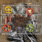 ZORMY 17" Large Folding Campfire Grill, 304 Stainless Steel Firepit Grill Grate, Heavy Duty Portable Camping Grill with Carrying Bag, Gas BBQ Grill Grate for Backpacking, Hiking, Picnics (Large)