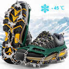 Crampons Ice Cleats Traction Snow Grips for Boots Shoes Women Men Anti Slip 19 Stainless Steel Spikes Safe Protect for Hiking Fishing Walking Climbing Mountaineering