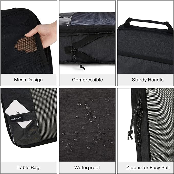 BAGSMART 6 Set /4 Set/2 Set Compression Packing Cubes for Travel, Lightweight Luggage Organizer Bags, Durable Space Saver Bags Travel Essentials