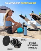 Scosche MFMS22 MagicMount Flask 22 oz Stainless Steel Water Bottle with MagSafe Phone Mount Stand, 12H Hot & 24H Cold Insulated Flask with Magnetic Phone Holder for Gym, Car, Travel, Sports 22oz, Pink