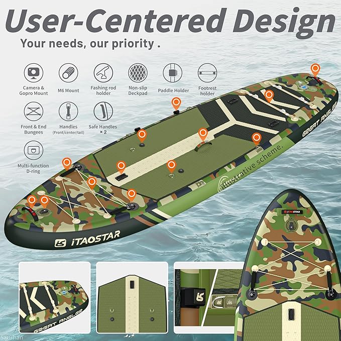 Adventure 12’×35"/39" Extra Wide Paddle Board, One-Stop Premium SUP Board Accessories, Tailored 5 Fins, Stable Inflatable Stand Up Paddle Boards for Youth/Adults of All Skill Levels