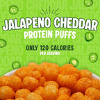 Twin Peaks Low Carb, Keto Friendly Protein Puffs, (Jalapeno Cheddar, 2.1 Ounce), 2 Servings, 3 Pack (60g, 42g Protein, 4g Carbs)