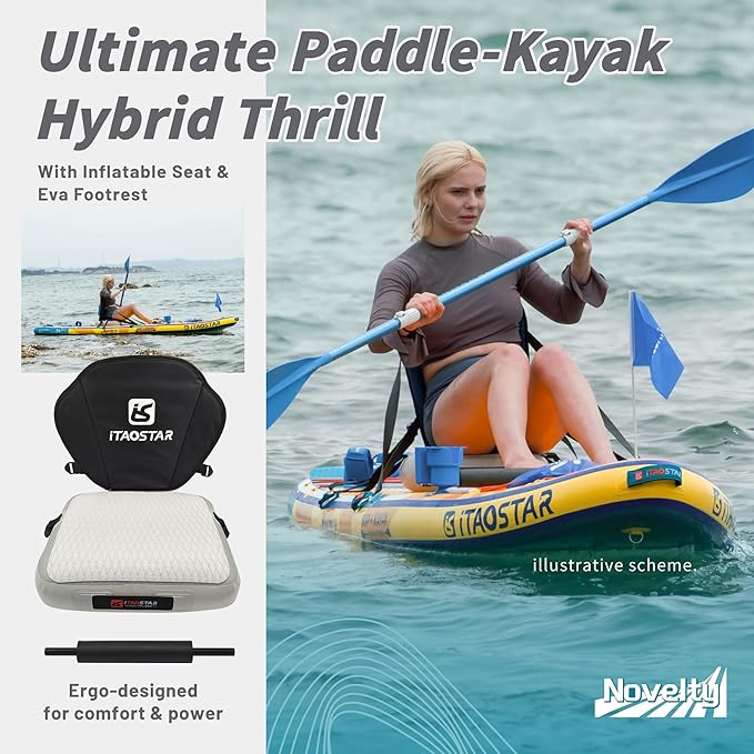 Novelty 11'6" x 35" Inflatable Stand Up Paddle Board with Seat- Stable SUP Board for Adults - Portable Paddleboard for Yoga, Surfing, Fishing - Includes Full Accessories Kit