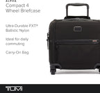TUMI - Alpha Compact 4 Wheeled Brief - Rolling Carry On Briefcase. Laptop Bag for Commuting and Travel - Black