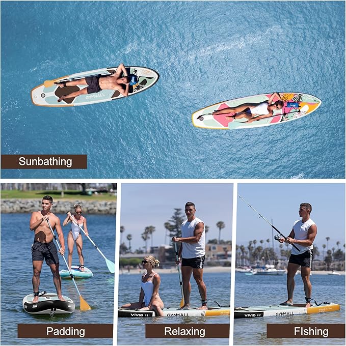 Paddle Board, Inflatable Stand Up SUP Paddle Boards for Adults & Youths of All Skill Levels, Wide & Non-Slip Deck Design Blow Up Paddleboards with Premium Accessories & Storage Bag
