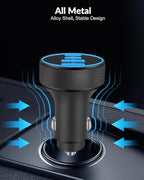 iPhone 17 16 15 Car Charger Fast Charging, 90W 4-Port USB C Fast Car Charger Cigarette Lighter Adapter with 240W 3FT USB-C Cable for iPhone 17/Air/17 Pro/17e/16/15 Pro Max/Plus/16e, iPad, Android
