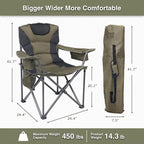 Outdoor Folding Chair Heavy Duty with Thick Cushion – Portable Camping Chair for Backyard, Beach & Hiking, 450lbs