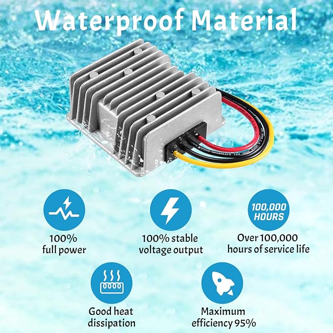 Kohree 24V to 12V Step Down Converter Regulator Reducer 20A 240W Golf Cart DC/DC Converter Regulator Reducer Waterproof for Club Car Truck Vehicle Boat Solar System Scooters Bicycles