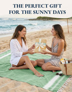 LANE LINEN Turkish Beach Towels, 2 Pack Extra Large Beach Towel, Pre-Washed for Soft Feel, Oversized Sand Free Quick-Dry Pool Towel, Beach Towels for Adults,39"x71" - Jade Green