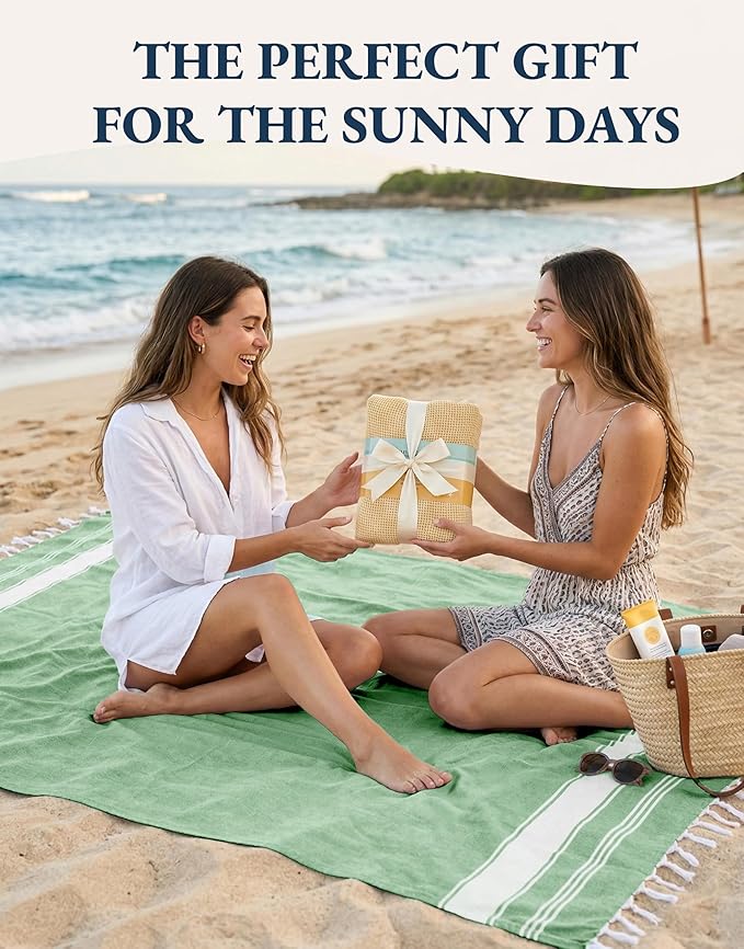 LANE LINEN Beach Towel - Pool Towels Oversized, Pre-Washed Extra Large Beach Towels, Sandless Beach Towel, Quick Dry Travel Towel, Large Pool Towel, 39"x71" - Jade Green