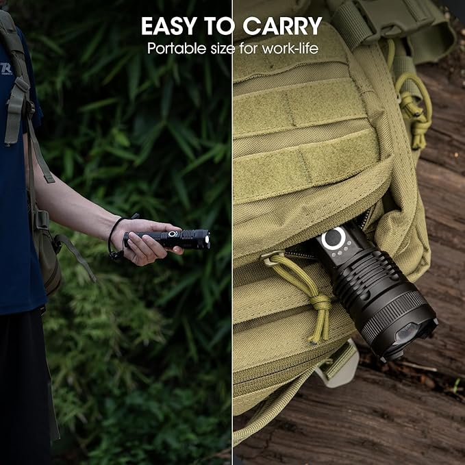 Flashlights Rechargeable LED High Lumens - 4 Pack 90,000LM Super Bright Flashlight, Adjustable Powerful Flash Light with 5 Modes, Waterproof Handheld Flashlight for Home, Camping (4)