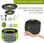 Camping Cooking Cookware Mess Kit - Non-Stick Lightweight Pot Pan Kettle Set with Collapsible Pour Over Coffee Dripper, Outdoor Kitchen Cook Essentials Gear for Camping Hiking Picnic