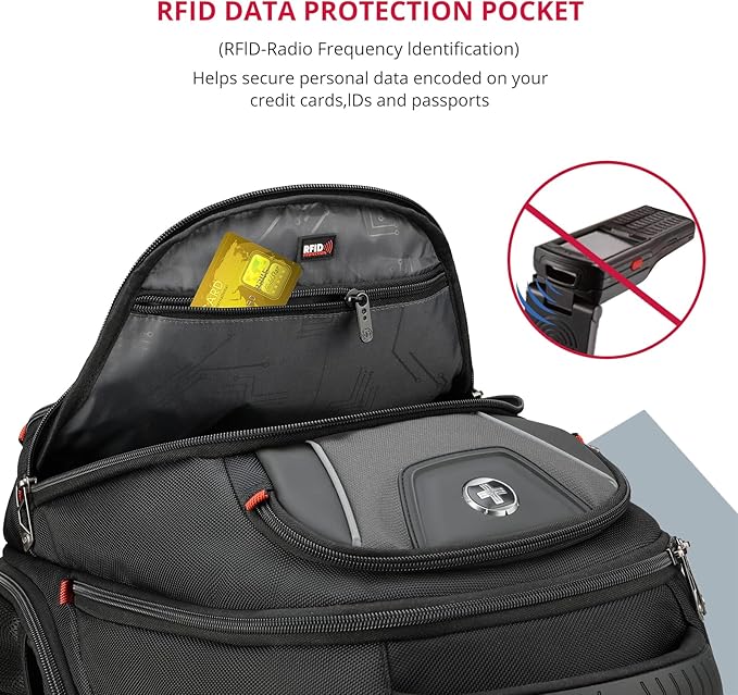 Swissdigital Design Men's Laptop Backpack for Man，Large Capacity Business Travel Backpack Black/Grey | J14-02