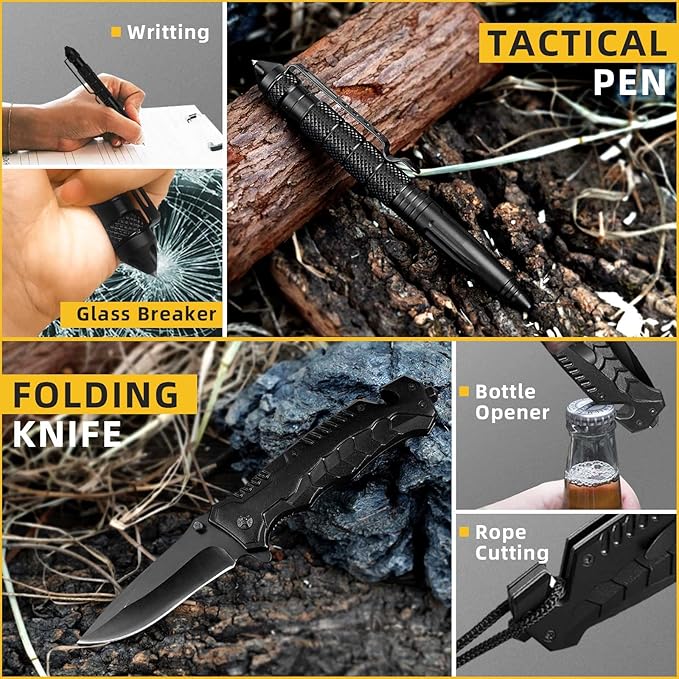 Gifts for Men Dad Husband - Christmas Stocking Stuffers, Birthday Gifts Idea for Him Boyfriend Man- Survival Kit 14 in 1, Survival Gear and Equipment, Fishing Hunting Camping Accessories, Cool Gadgets