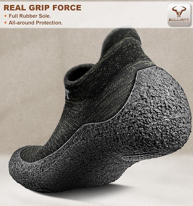 BULLIANT Men Slipper Socks,Grip Socks Hiking Water Shoes Barefoot Shoes for Outdoor Walking Exercises