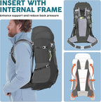 N NEVO RHINO Internal Frame Hiking Backpack 50/60/65/70/80L, Mountain Climbing Camping Backpack Daypack Waterproof Rain Cover