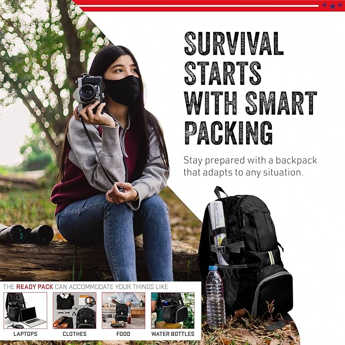 Ready Pack 35L — Foldable Backpack for Travel | Lightweight, Water Resistant Hiking Daypack | Compact, Packable Backpack for Men & Women | Great for Camping & Daily Use