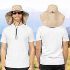 SUN CUBE Wide Brim Sun Hat with Neck Flap, UPF50+ Hiking Safari Fishing Hat for Men Women, Sun Protection Beach Hat