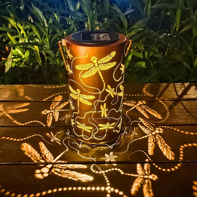 Dragonfly Solar Lanterns Outdoor Waterproof, Birthday Gifts for Women Mom Grandma, Hanging Solar Lights for Yard, Patio, Porch, Garden Decor, Christmas Gifts for Her/Him