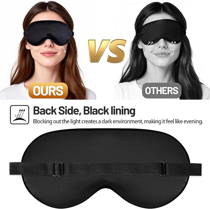 Sleep Mask, Silk Eye Mask for Sleeping with Adjustable Strap, Blindfold Eyeshade for Men & Women, Comfortable & Soft Eye Cover Eyeshade for Night Sleep（Black&Blue&Pink&1 Laundry Bag）