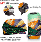 Outdoor Puffy Camping Blanket, Lightweight Down Alternative Puffy Printed Camping Large Ultra Warm Hammock Top Quilt Waterproof Blanket for Traveling Picnic Beach Party Cold Weather (Peak)