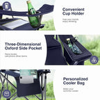 HIGH POINT SPORTS Oversized Camping Folding Chair, Heavy Duty Portable Outdoor Chair, Foldable Camp Chair with Cup Holder and Cooler Bag Support 450 LBS, 2 Pack, Dark Blue