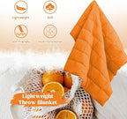 puredown® Soft Feather Down Throw Blanket Lightweight Packable Couch Throw for Indoor and Outdoor Use, 50"X70", Orange