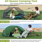 ATEPA Ultralight Backpacking Tent, 2 Person 1 Person Nylon Lightweight 4000MM+ Waterproof Windproof Portable Tent with Aluminum Frame & Rainfly for Backpacking Hiking Camping Motorcycle, 4 Season