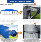 COBIZI 13x26 Pop up Canopy Tent 13x26 Canopy with 6 Sidewalls Waterproof Heavy Duty Commercial Canopy Tent for Parties Outdoor Tent Garden Gazebo Tent, Carry Bag with Wheel(13x26ft, Blue)
