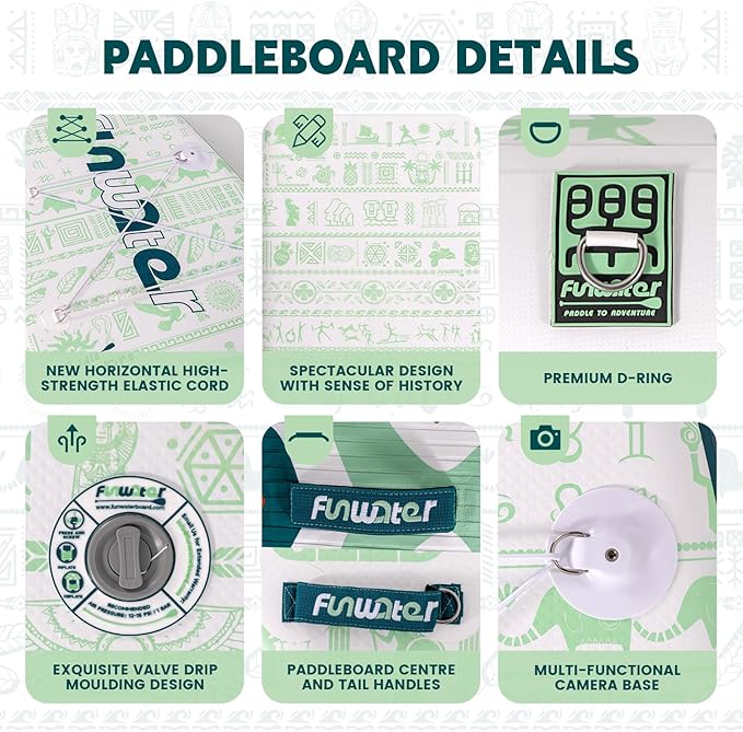 FunWater Inflatable Stand Up Paddle Board with Premium SUP Paddleboard Accessories, Anti-Slip EVA Deck, 11'/10'6'' Paddle Boards for Adults & Youth of All Skill Levels