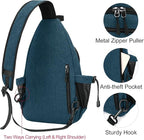 MOSISO Sling Backpack,Canvas Crossbody Hiking Daypack Bag with Anti-theft Pocket, Teal Green