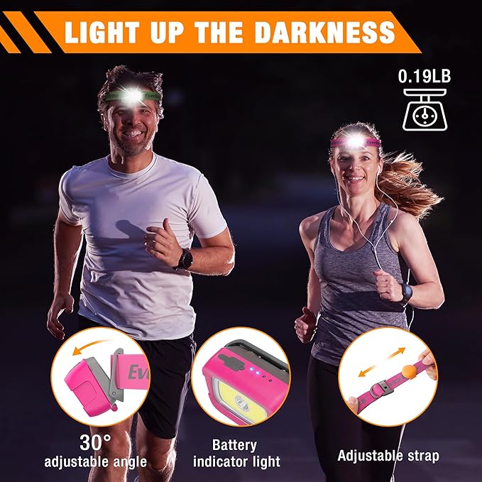 EverBrite Rechargeable Headlamp, 350 Lumens Headlamp with Red Light and Memory Function, 7 Modes Running Headlamp, Bright Headlamps for Camping, Fishing, Hunting, Night Vision