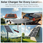 Solar Panel Kit 30W 12V, Solar Battery Trickle Charger Maintainer, Waterproof Solar Panel + Upgrade Charge Controller + Adjustable Mount Bracket for Boat RV Motorcycle Marine
