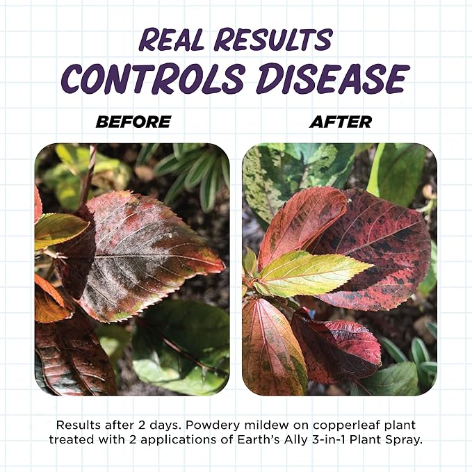 Earth's Ally 3-in-1 Plant Spray 32 oz Conc. Makes 4 gal | Insecticide, Fungicide & Spider Mite Control for Organic Gardening