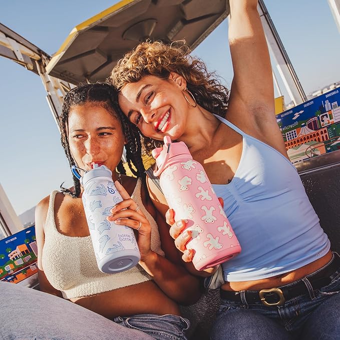 BOTTLE BOTTLE 32oz Insulated Water Bottle Stainless Steel Sport Water Bottle with Straw Dual-use Lid Design for Gym with Pill Box