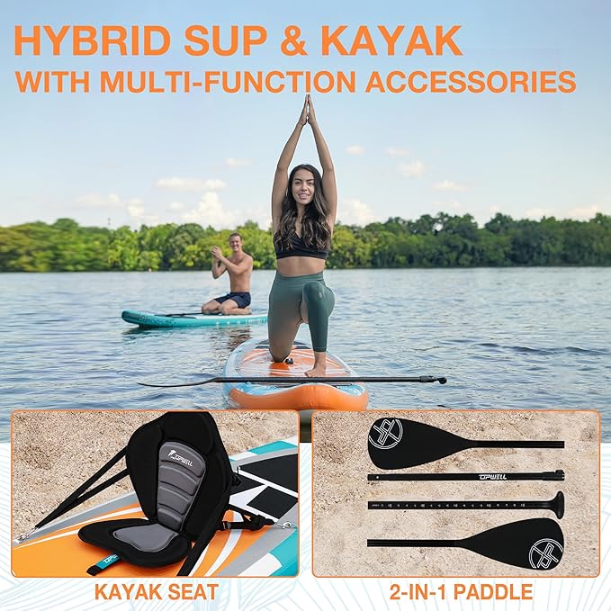 UPWELL 10'6"/11'/11'6" Inflatable Paddle Board, Stand Up Paddlboard for Youth & Adults, Stable Design, Premium SUP Accessories, Backpack, Leash, Hand Pump, Fins