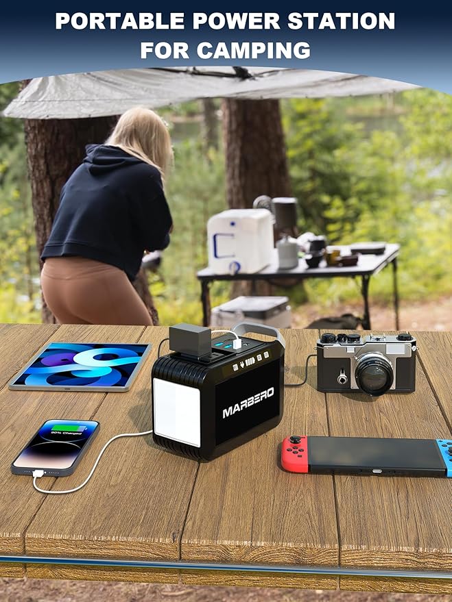 MARBERO Portable Power Bank with AC Outlet, Peak 120W/110V Portable Laptop Battery Bank, 24000mAh Charger Power Supply with AC Outlet, Power Station for Outdoor Camping Home Office Hurricane Emergency