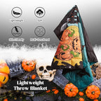 puredown® Soft Feather Down Throw Blanket Lightweight Packable Couch Throw for Indoor and Outdoor Use, 50"X70", Halloween Gothic Black