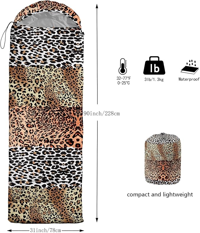 Sleeping Bags for Adults and Kids，3D Printing Camping Sleeping Bag for Girls Boys Lightweight Waterproof Cold/Warm 3-Season，Outdoor Travel with Compression Bags