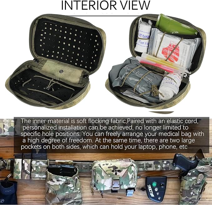 Ifak Pouch-Rapid Deployment Tactical MOLLE Trauma Kit Pouches, Quick Release Tear-Off Medical First Aid Kit Organiser with Red Immediate Identify for Emergency Surviva Activities.