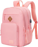 KEOFID Classic Travel backpack for Men and Women, Anti Theft Laptop Backpack with USB Charging Port for Work, Large Bag for College, Water Resistent(Bright Pink)
