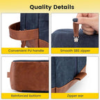 Vorspack Large Travel Toiletry Bag - Hanging Toiletry Bag for Men Water Resistant Canvas Shaving Bag with Large Capacity for Home Travel - Navy Blue